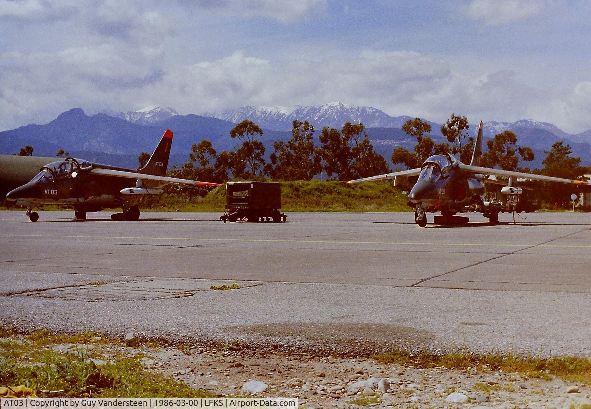 AT03, Dassault-Dornier Alpha Jet 1B C/N B03/1015, BAF Alpha Jet AT-03 & AT-06 at LFKS 1986