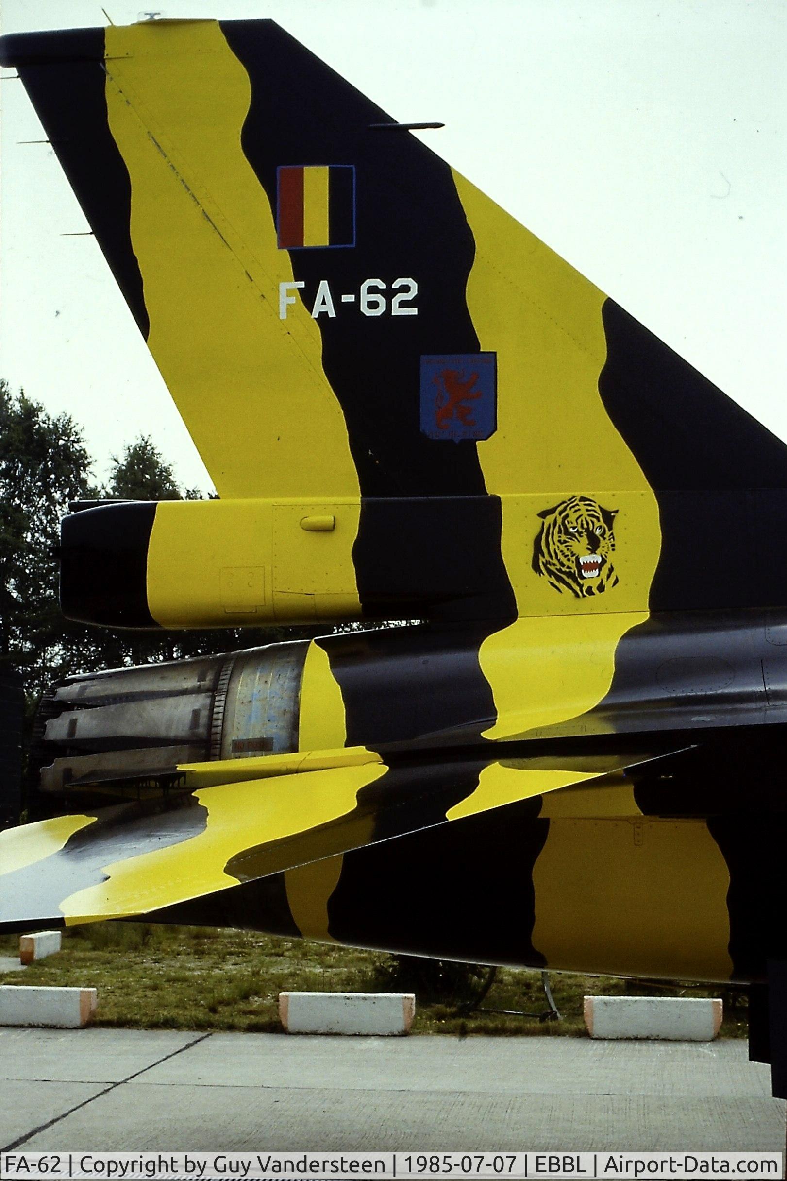 FA-62, 1983 SABCA F-16AM Fighting Falcon C/N 6H-62, BAF F-16A FA-62 NTM 1985