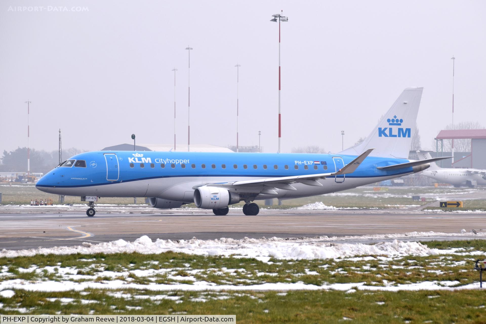 PH-EXP, 2017 Embraer 175LR (ERJ-170-200LR) C/N 17000678, Departing from Norwich.