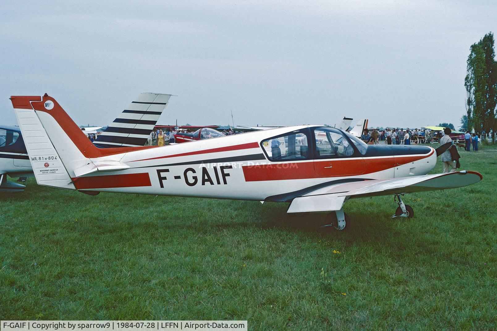 F-GAIF, 1977 Wassmer WA-81 Piranha C/N 804, RSA-Rally 1984. Scanned from a slide.