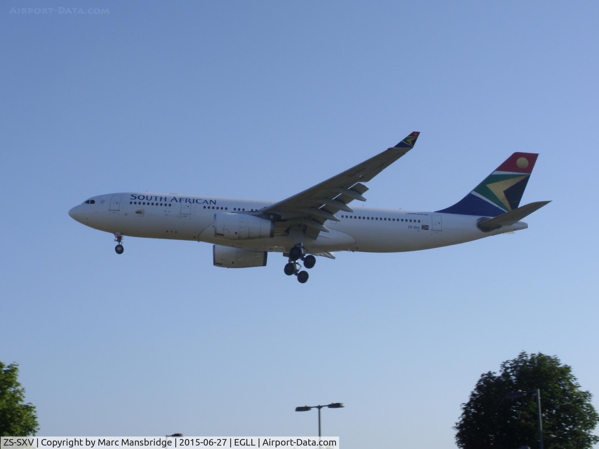 ZS-SXV, 2011 Airbus A330-243 C/N 1249, Landing runway 27L at Heathrow airport EGLL