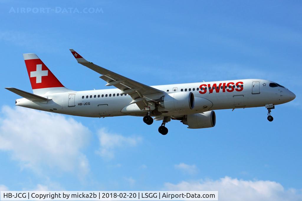 HB-JCG, 2017 Bombardier CSeries CS300 (BD-500-1A11) C/N 55020, Landing