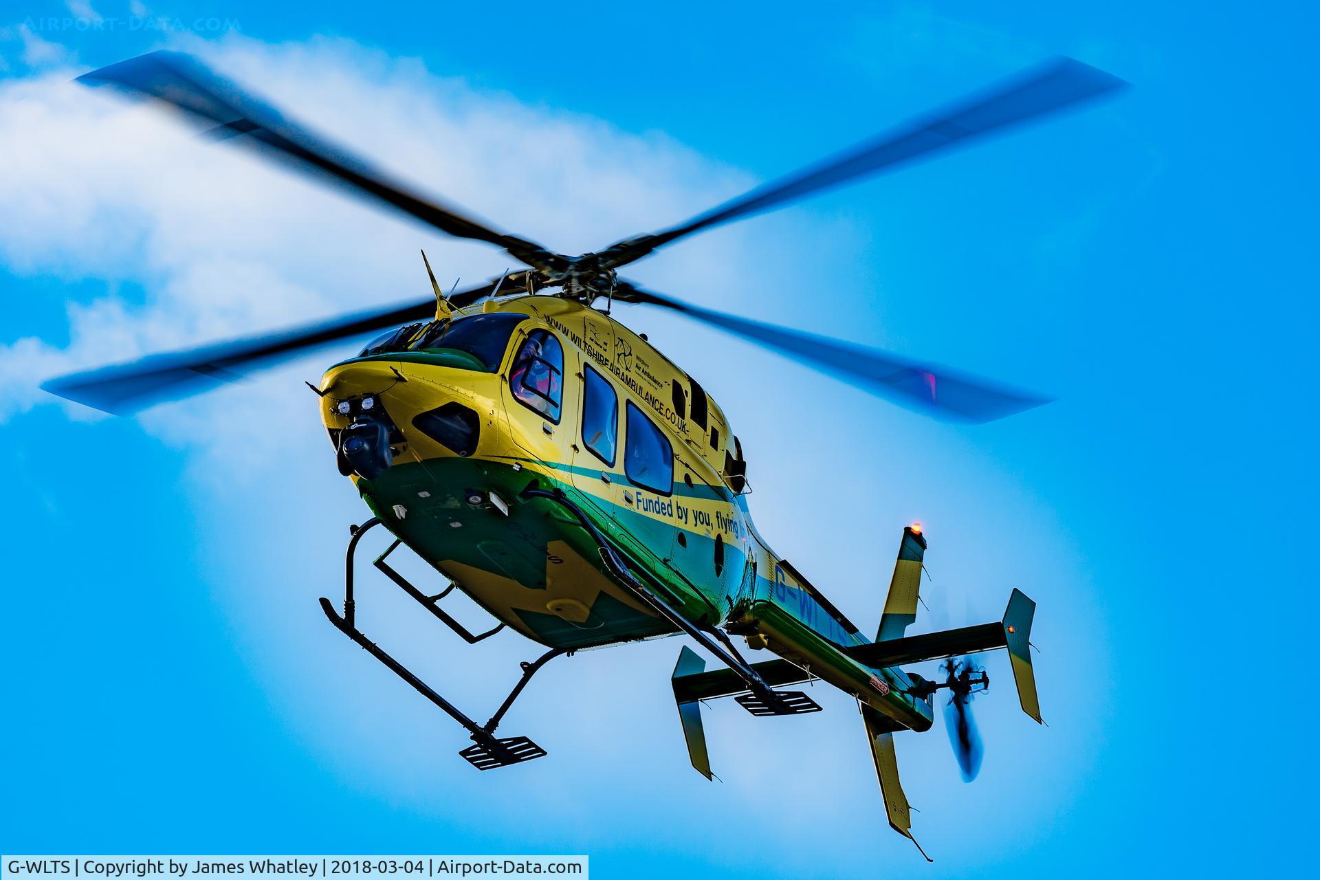 G-WLTS, 2014 Bell 429 GlobalRanger C/N 57191, Wilts air ambulance landing in Salisbury's main ca