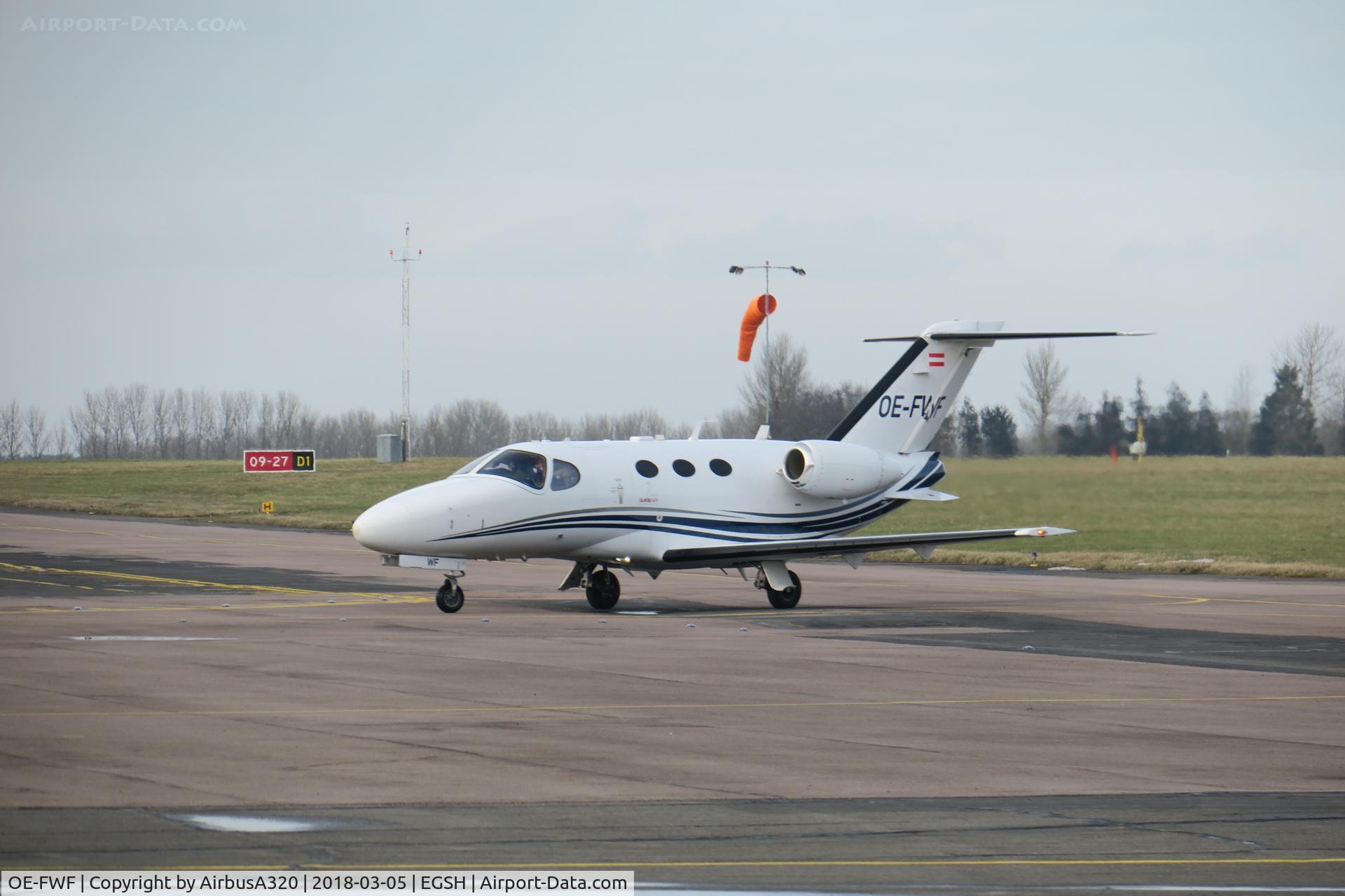 OE-FWF, 2007 Cessna 510 Citation Mustang Citation Mustang C/N 510-0048, Arriving at Norwich
