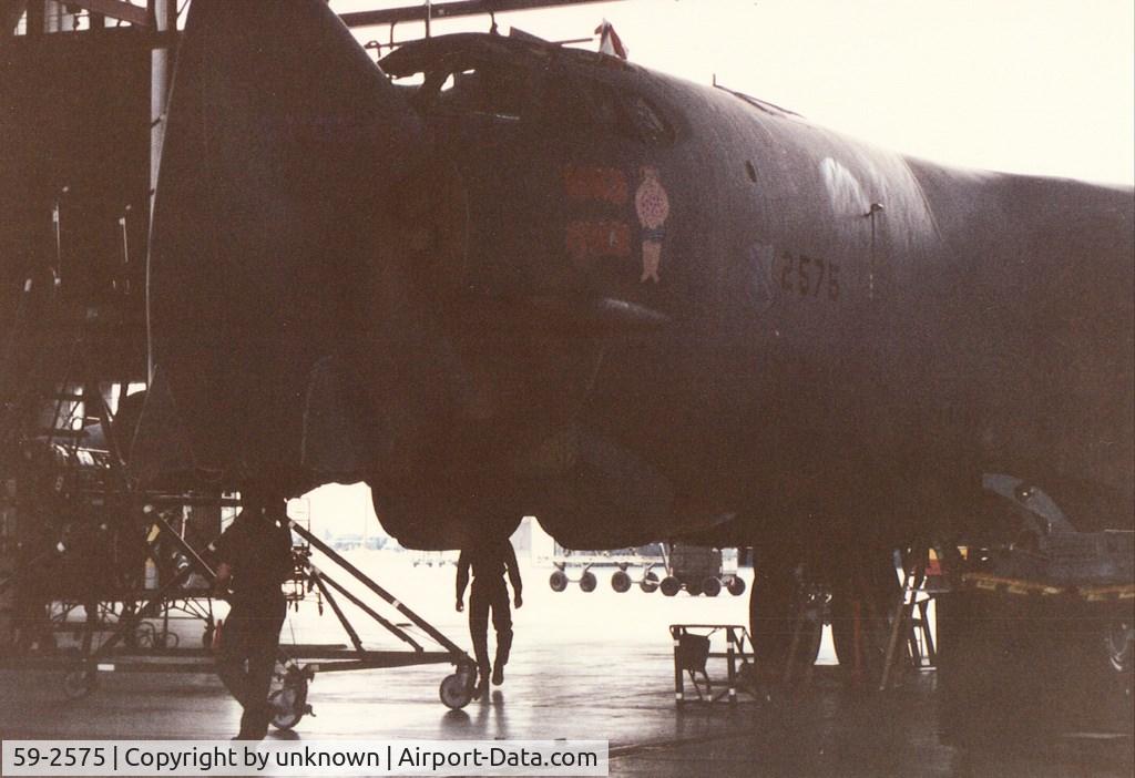 59-2575, 1959 Boeing B-52G Stratofortress C/N 464338, Large Marge in Castle AFB phase dock