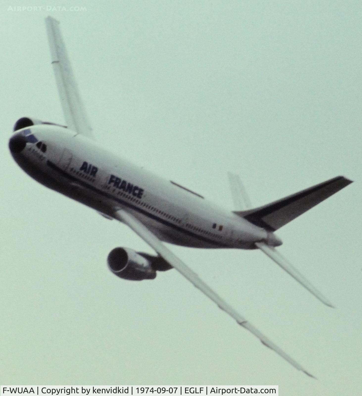 F-WUAA, 1973 Airbus A300B2-1C C/N 4, At the 1974 SBAC show, copied from slide.