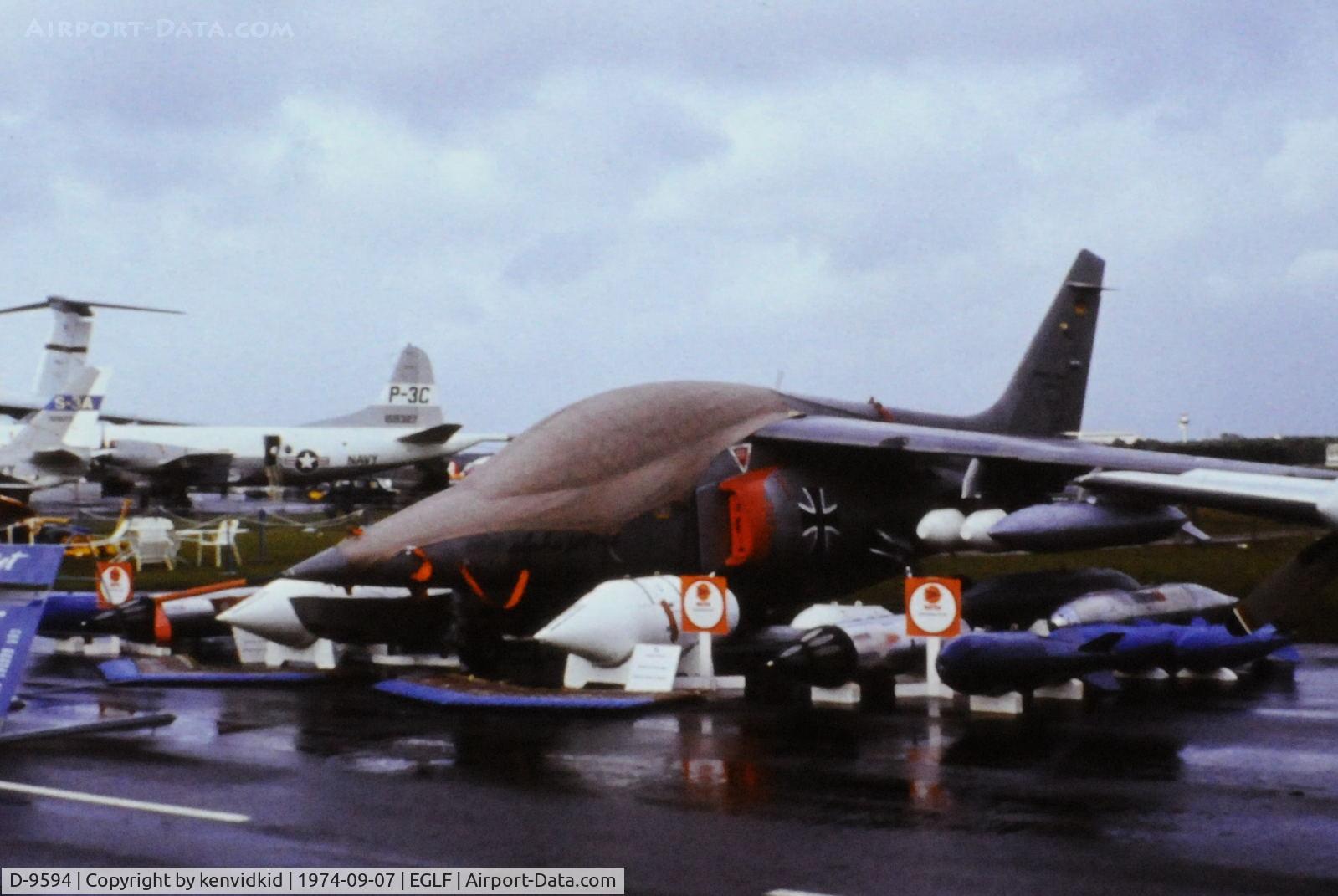 D-9594, Dassault-Dornier Alpha Jet A C/N 0002, At the 1974 SBAC show, copied from slide.