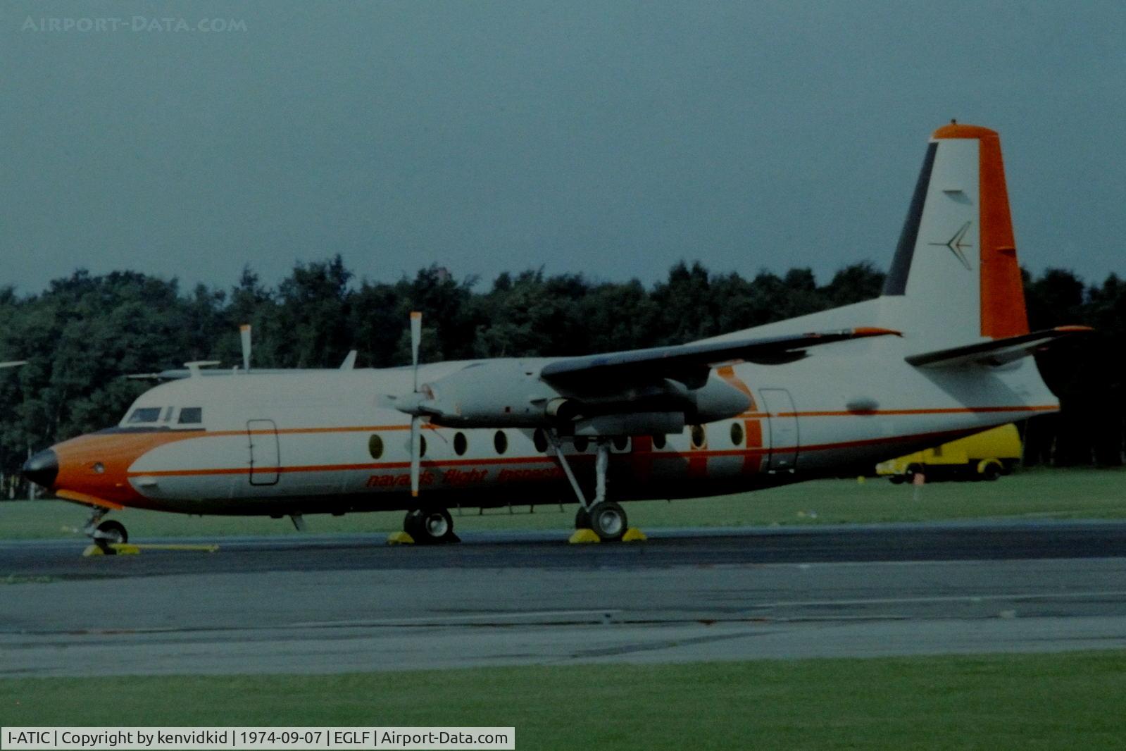 I-ATIC, 1968 Fokker F.27-600 Friendship C/N 10349, At the 1974 SBAC show, copied from slide.