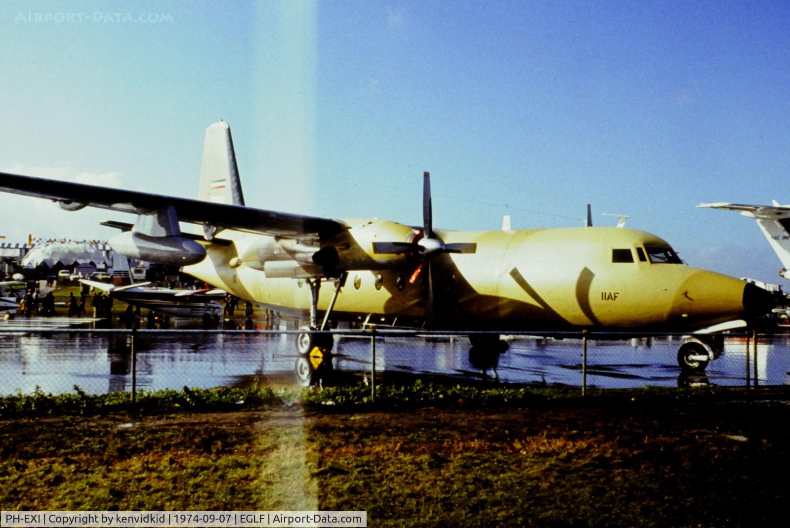 PH-EXI, 1974 Fokker F-27-400M Friendship C/N 10502, At the 1974 SBAC show, copied from slide. Became 5-218 of IIAF, retired 2006.