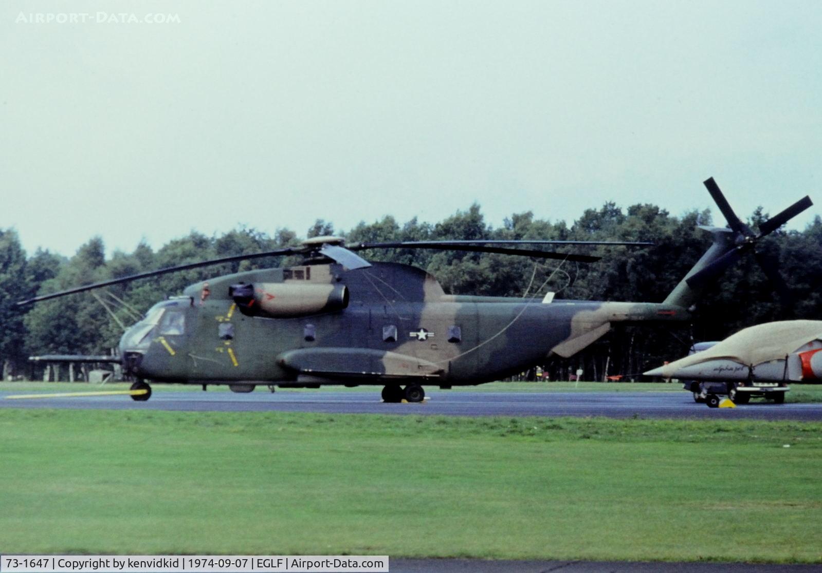 73-1647, Sikorsky HH-53C Jolly Green Giant C/N 65-385, At the 1974 SBAC show, copied from slide.