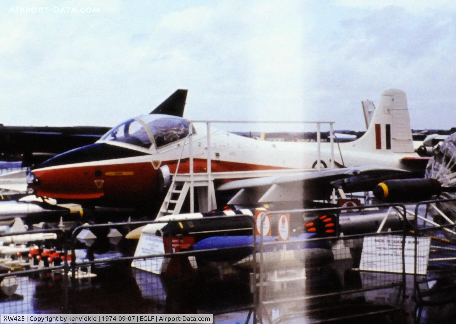 XW425, 1972 BAC 84 Jet Provost T.5A C/N EEP/JP/1047, At the 1974 SBAC show, copied from slide.