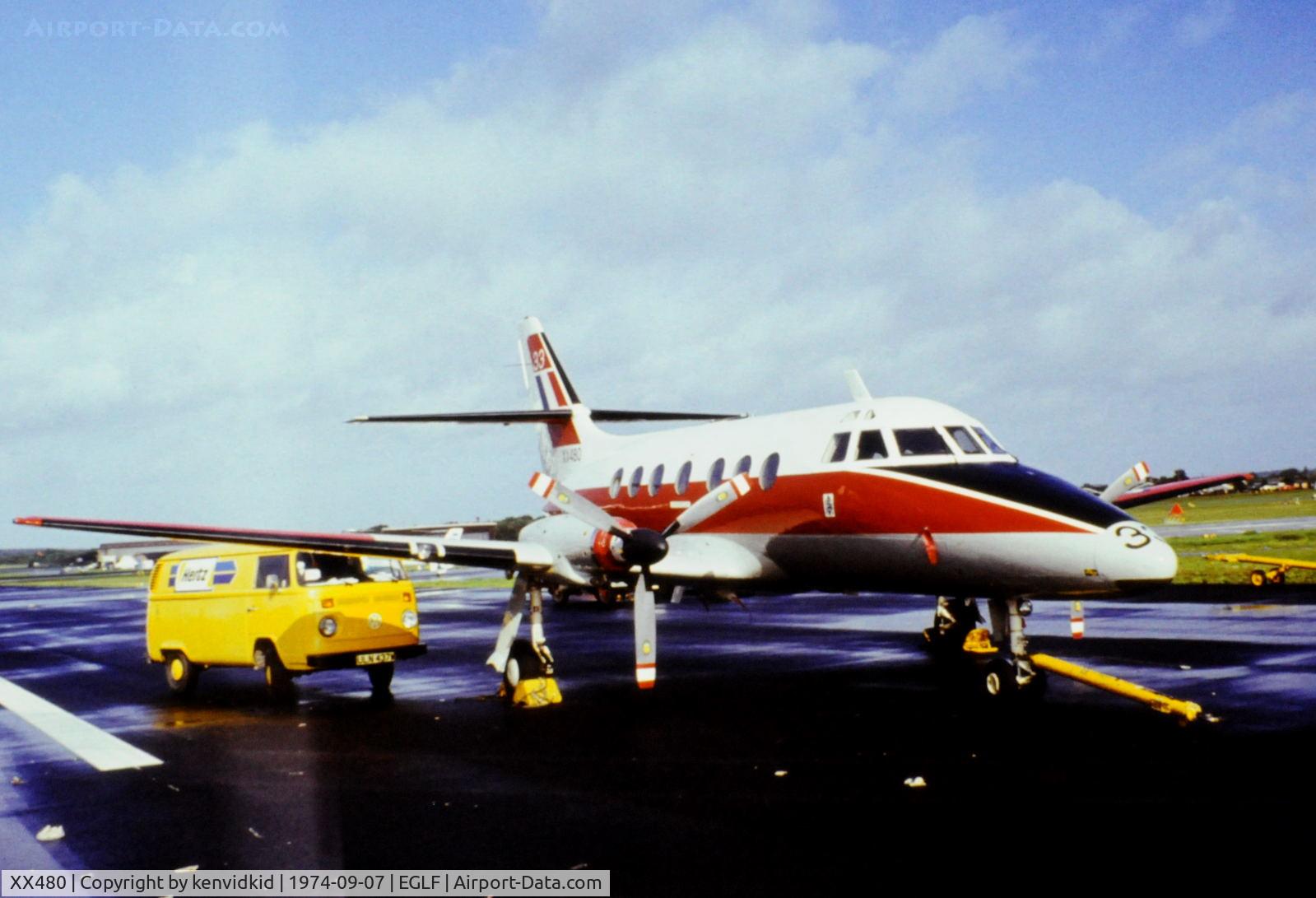 XX480, 1970 Scottish Aviation Jetstream T.1 C/N 262, At the 1974 SBAC show, copied from slide.
