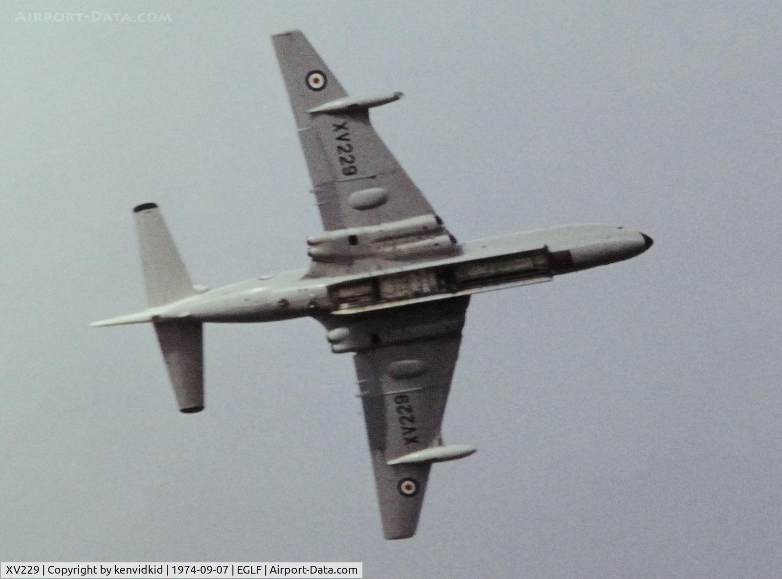 XV229, Hawker Siddeley Nimrod MR.1 C/N 85004, At the 1974 SBAC show, copied from slide.
