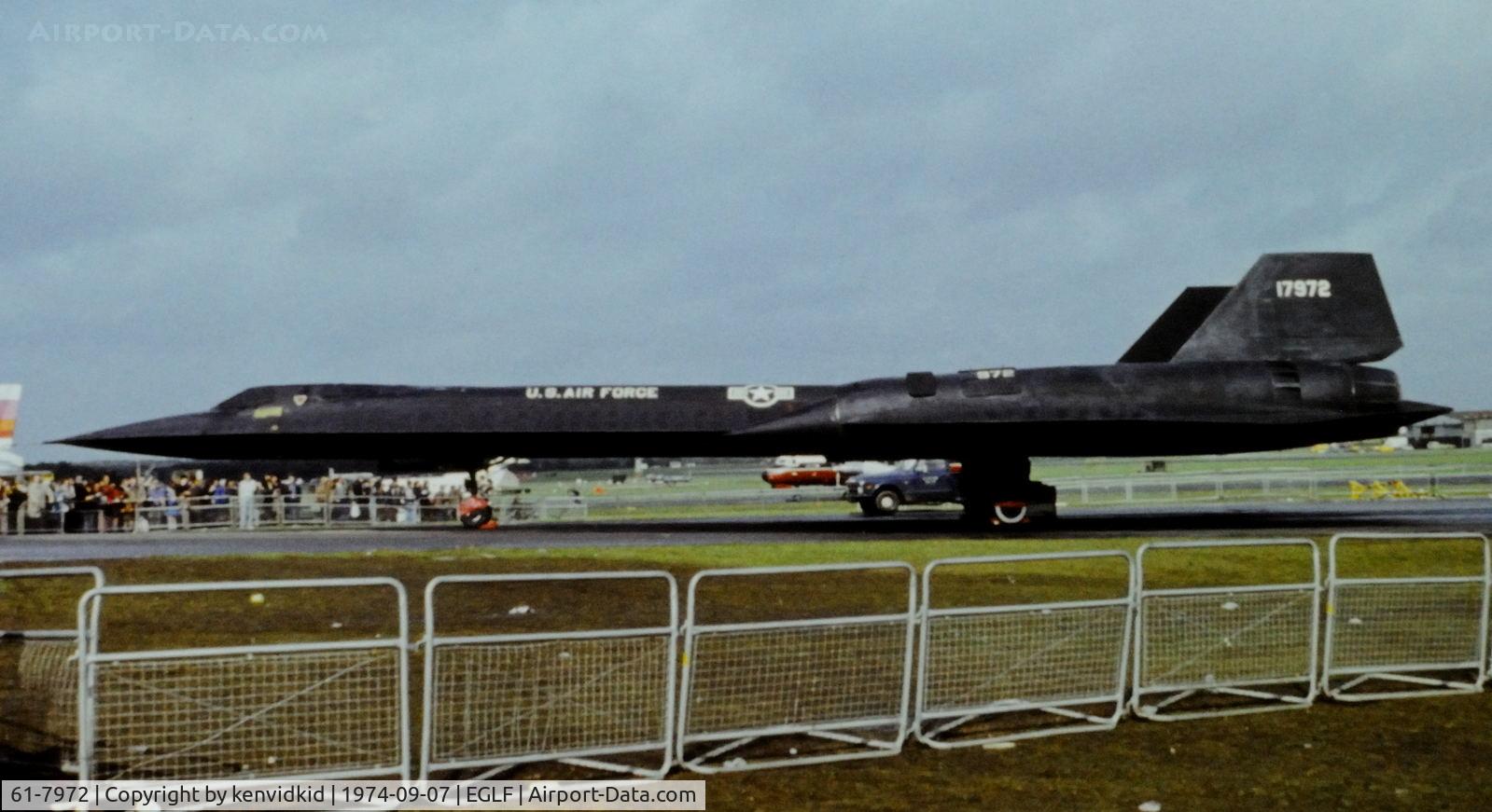 61-7972, 1961 Lockheed SR-71A Blackbird C/N 2023, At the 1974 SBAC show, copied from slide.