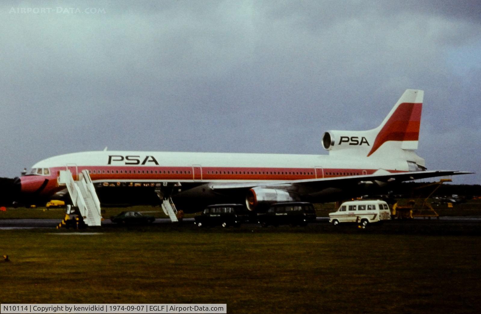 N10114, 1974 Lockheed L-1011-385-1-14 TriStar 100 C/N 193L-1079, At the 1974 SBAC show, copied from slide.