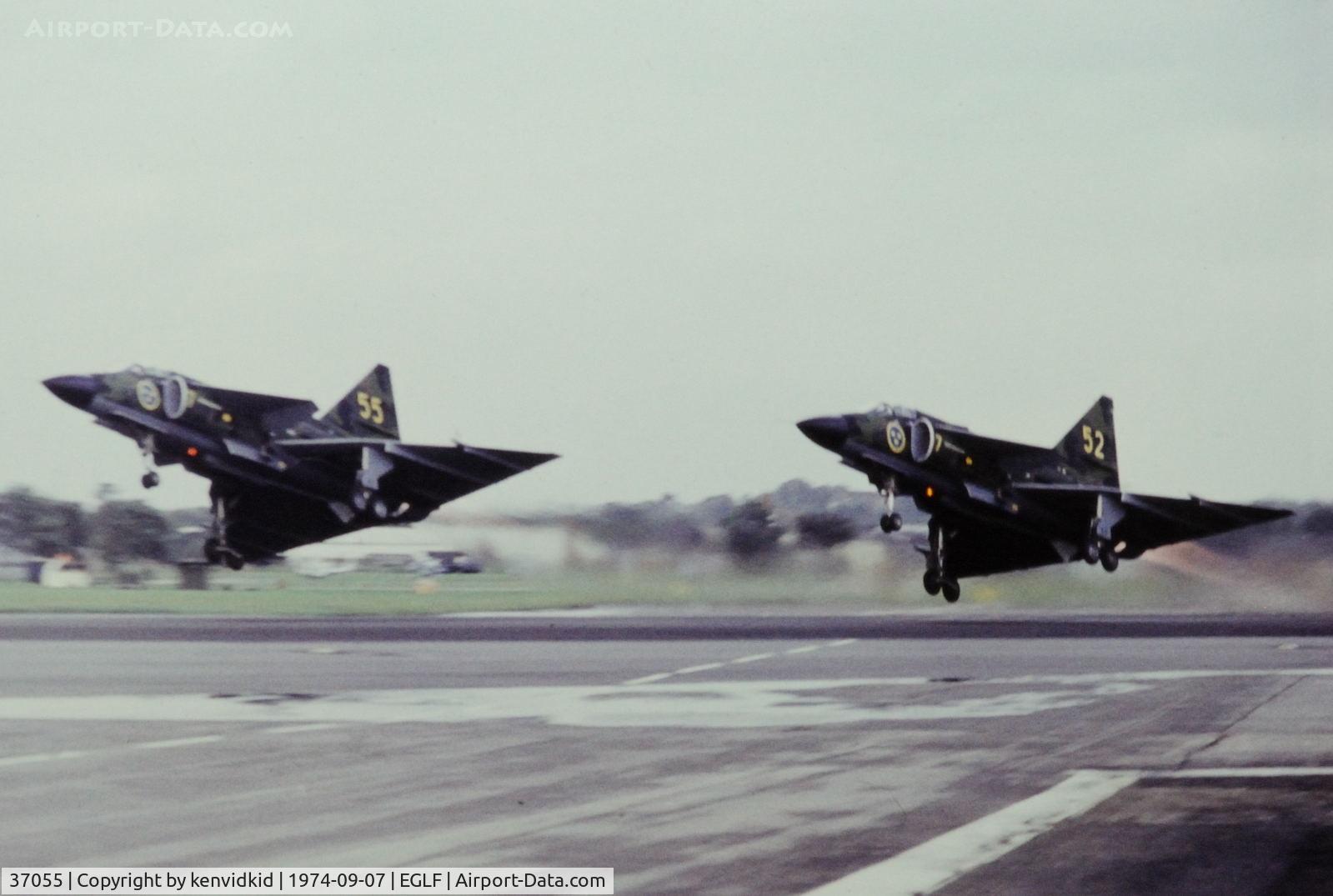 37055, 1971 Saab AJ37 Viggen C/N 37055, At the 1974 SBAC show, copied from slide.