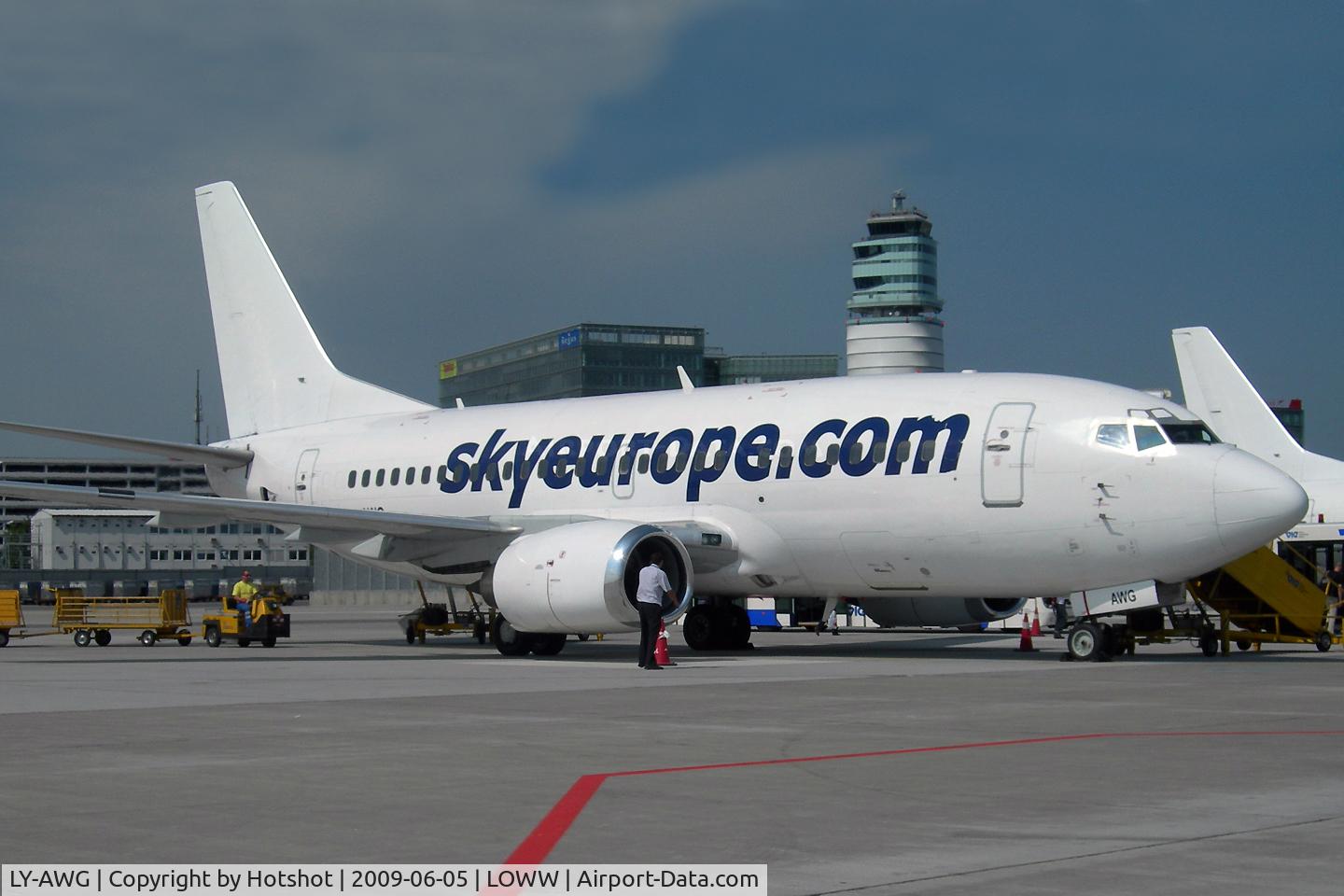 LY-AWG, 1993 Boeing 737-522 C/N 26700, Leased from bankrupt FlyLAL to the soon bankrupt SkyEurope. That airframe has a coloured history