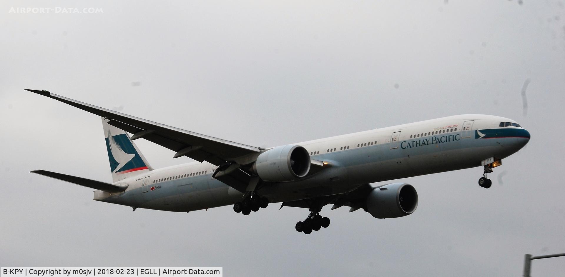 B-KPY, 2012 Boeing 777-367/ER C/N 37899, Taken from the grass verge on 29L threshold