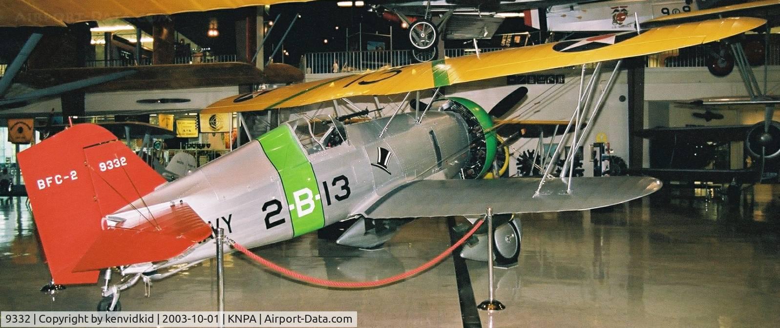 9332, 1937 Curtiss BFC-2 Goshawk C/N Not found 9332, On display at the Museum of Naval Aviation, Pensacola.