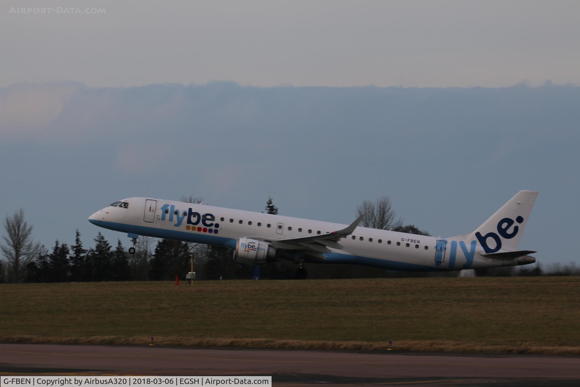 G-FBEN, 2008 Embraer 195LR (ERJ-190-200LR) C/N 19000213, Take off
