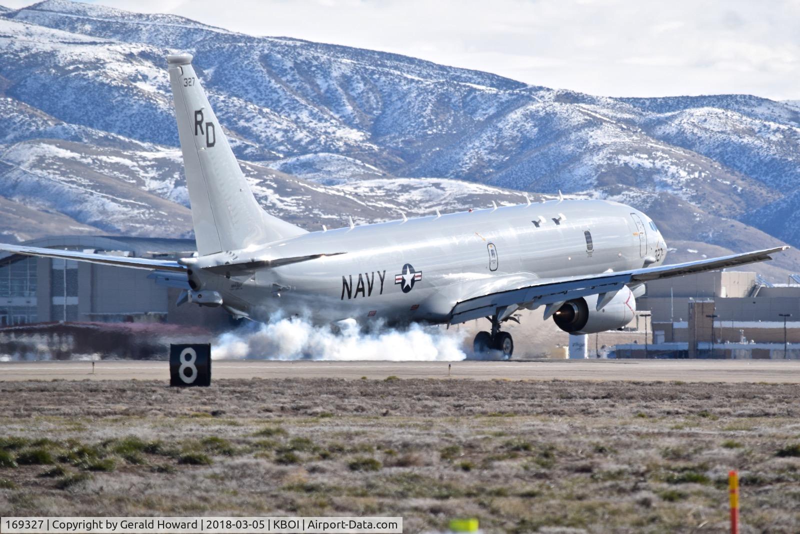 169327, 2017 Boeing P-8A Poseidon C/N 62299, Touch down on RWY 10R.  VP-47 “The Golden Swordsmen”