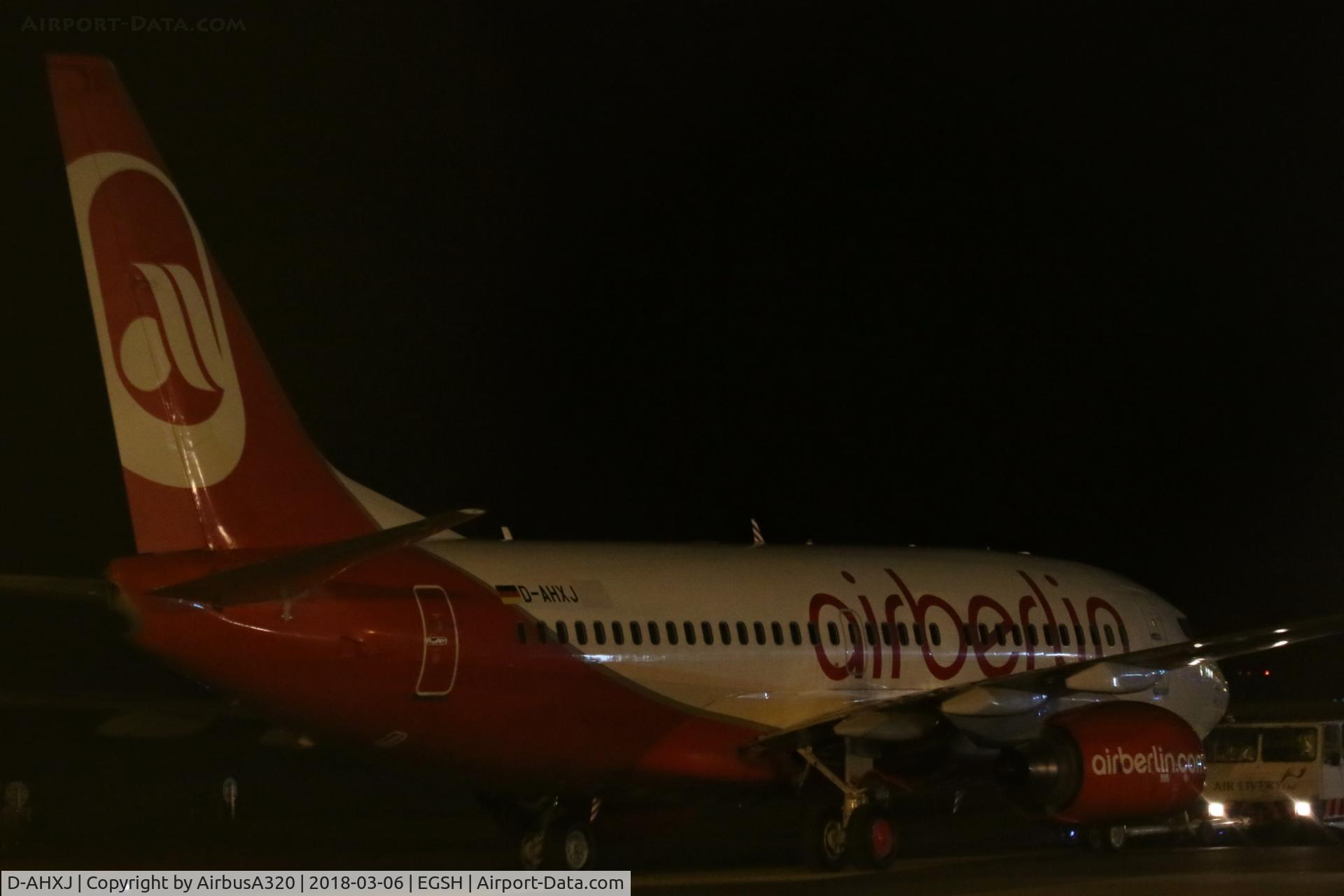 D-AHXJ, 2008 Boeing 737-7Q8 C/N 35277, Bye bye Air Berlin for this aircraft, being towed to Air Livery hangar for repaint