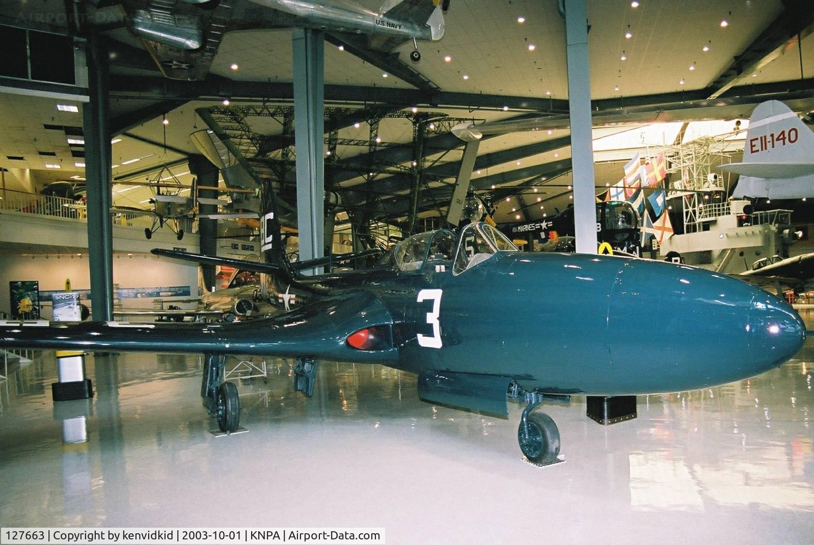 127663, McDonnell F2H-4/F-2D Banshee C/N 250, On display at the Museum of Naval Aviation, Pensacola.