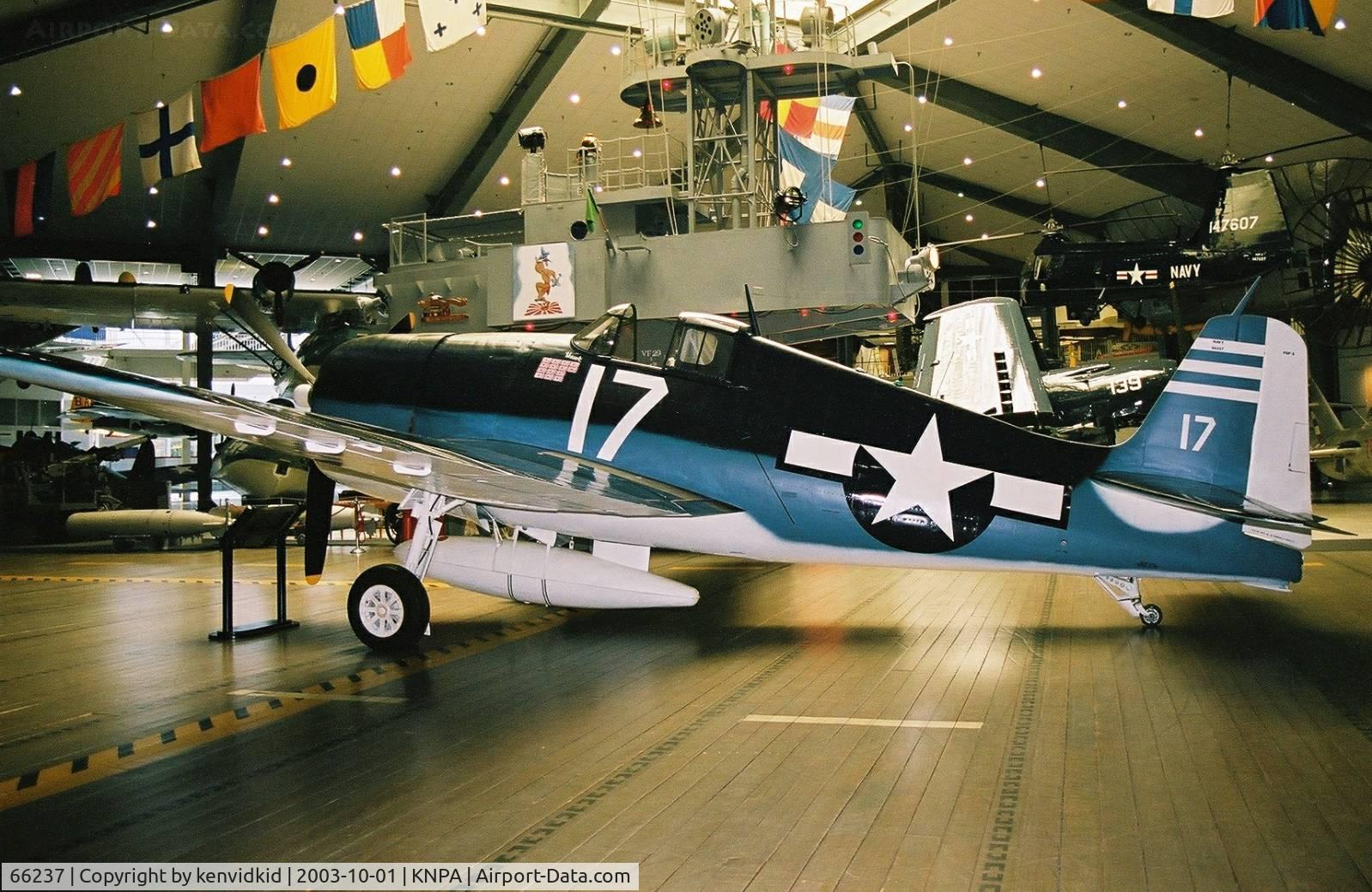 66237, Grumman F6F-3 Hellcat C/N A-1257, On display at the Museum of Naval Aviation, Pensacola.