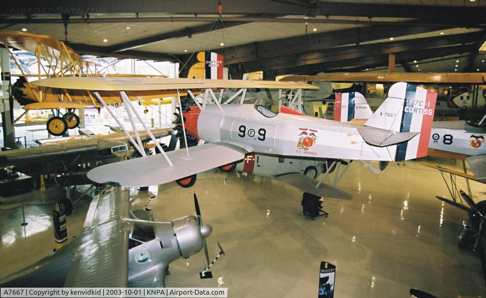 A7667, 1928 Curtiss F7C-1 C/N Not found A-7667, On display at the Museum of Naval Aviation, Pensacola.