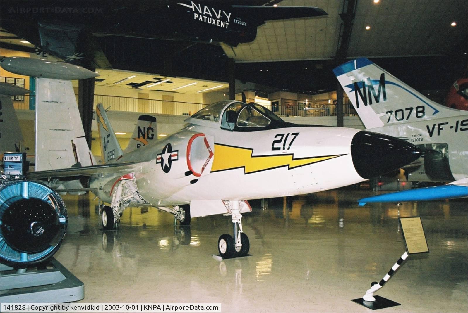 141828, Grumman F11F-1 Tiger C/N 145, On display at the Museum of Naval Aviation, Pensacola.