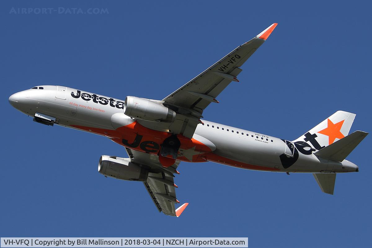 VH-VFQ, 2013 Airbus A320-232 C/N 5780, away to AKL