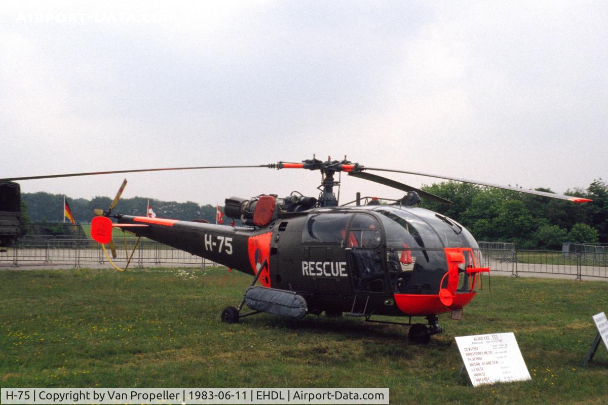 H-75, Sud SE-3160 Alouette III C/N 1375, Royal Netherlands Air Force Alouette III used for SAR duties at the Open Day at Deelen Air Base 1983
