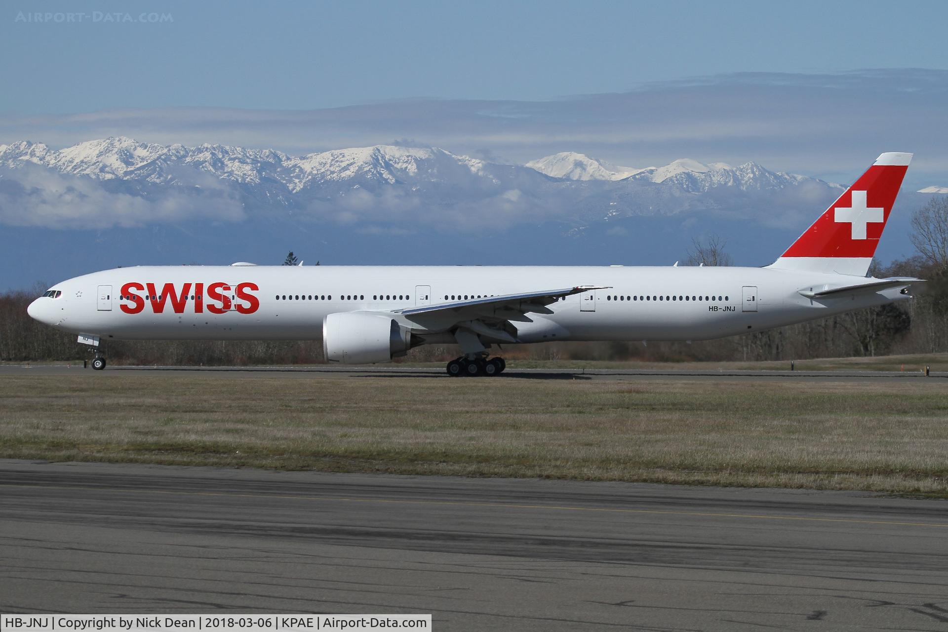 HB-JNJ, 2018 Boeing 777-3DE/ER C/N 62755, PAE/KPAE Boe585 heading out for a test flight to KMWH this morning