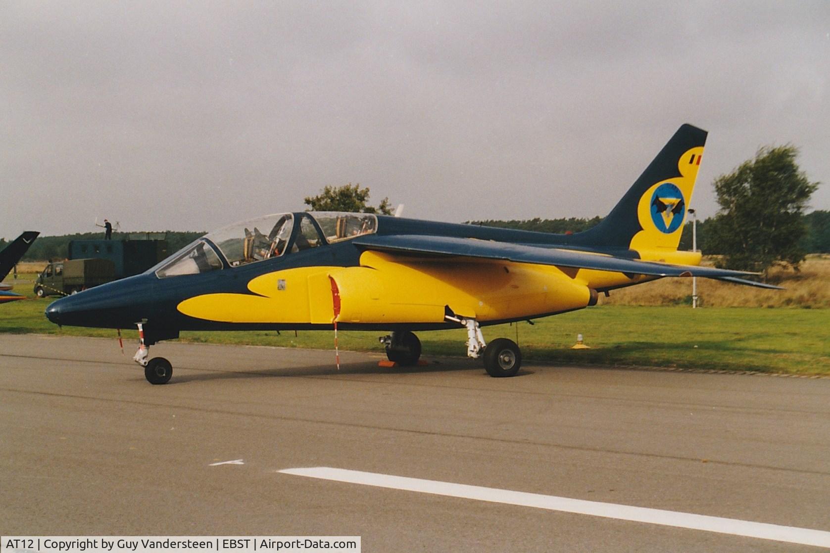 AT12, Dassault-Dornier Alpha Jet 1B C/N B12/1036, AT12 in 11 Sqn anniversary colors  @ EBST  (eighties)