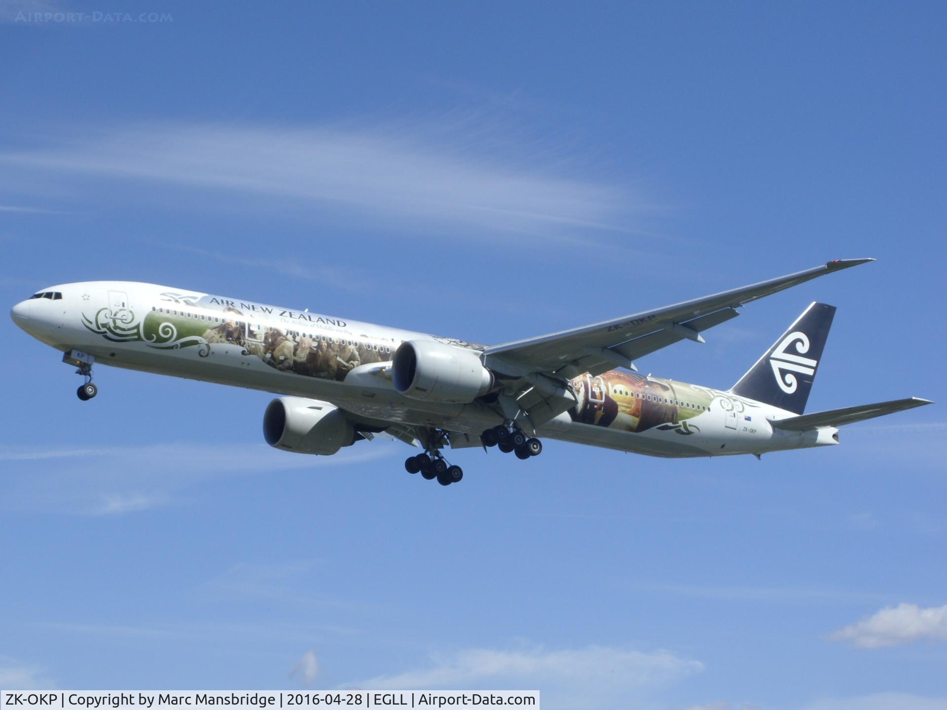 ZK-OKP, 2011 Boeing 777-306/ER C/N 39041, Landing runway 27L at Heathrow airport EGLL