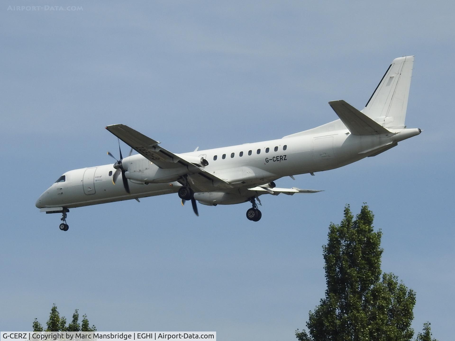 G-CERZ, 1997 Saab 2000 C/N 2000-042, Air Kilroe Limited, trading as Eastern Airways landing runway 02 at Southampton airport EGHI