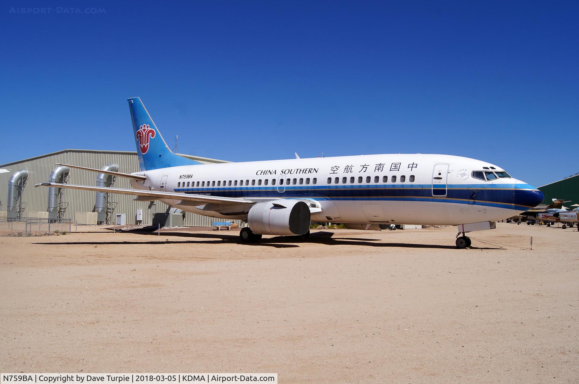 N759BA, 1993 Boeing 737-3Q8 C/N 27286, Located at Pima Air & Space Museum, adjacent to KDMA. Formerly B-2921.  S/N 27286. First delivered. September 1993.