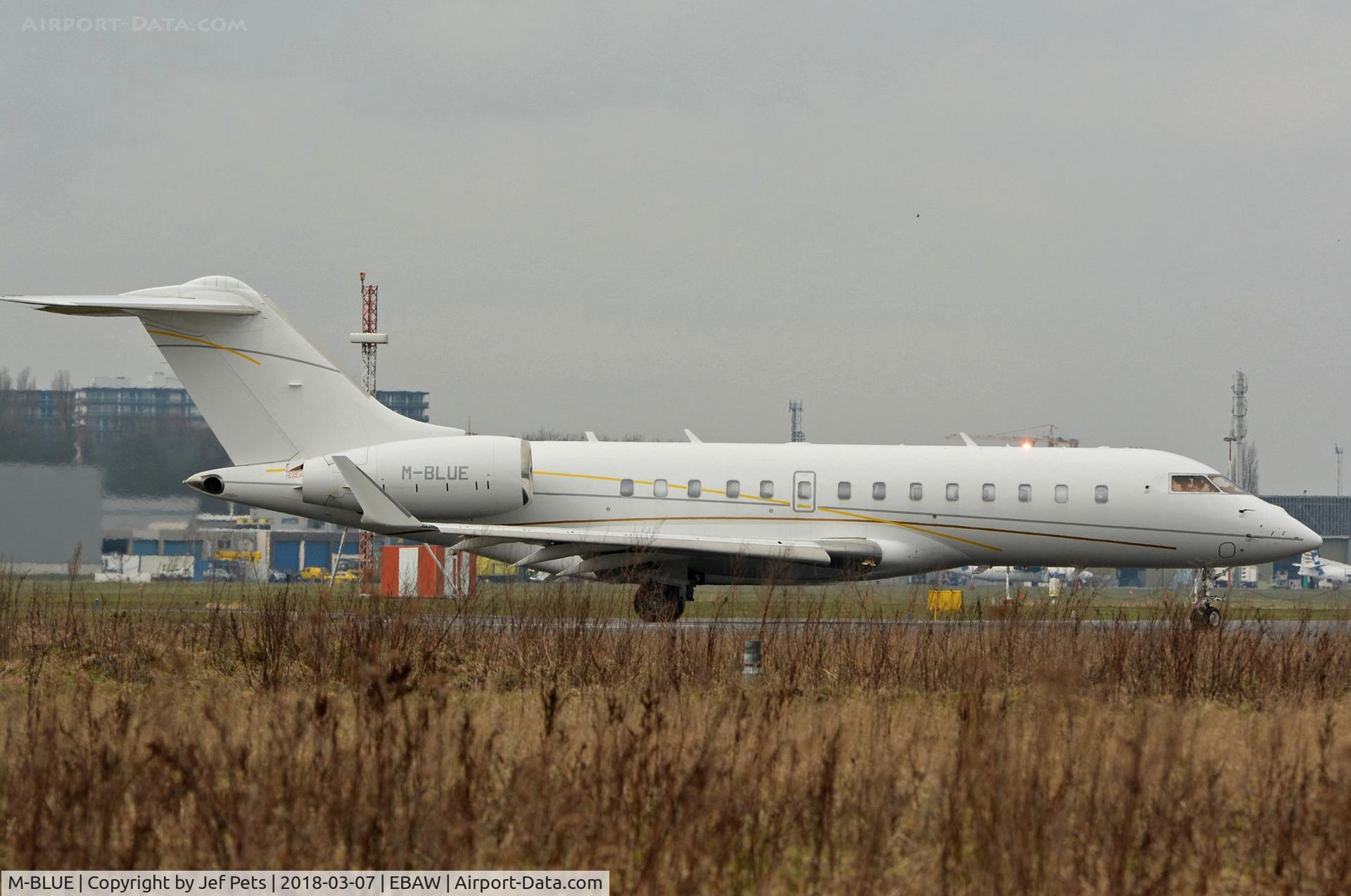 M-BLUE, 2011 Bombardier BD-700-1A11 Global 5000 C/N 9453, At Antwerp Airport.