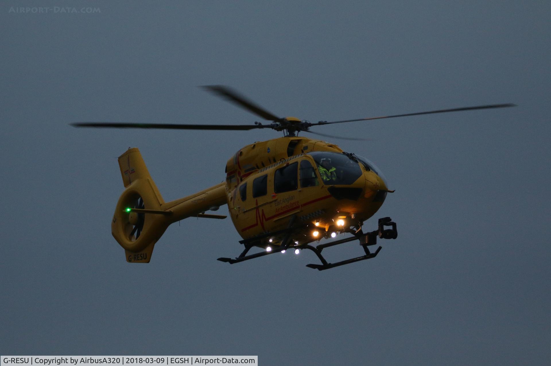 G-RESU, 2015 Airbus Helicopters EC-145T-2 (BK-117D-2) C/N 20052, Returning at Norwich after a shout