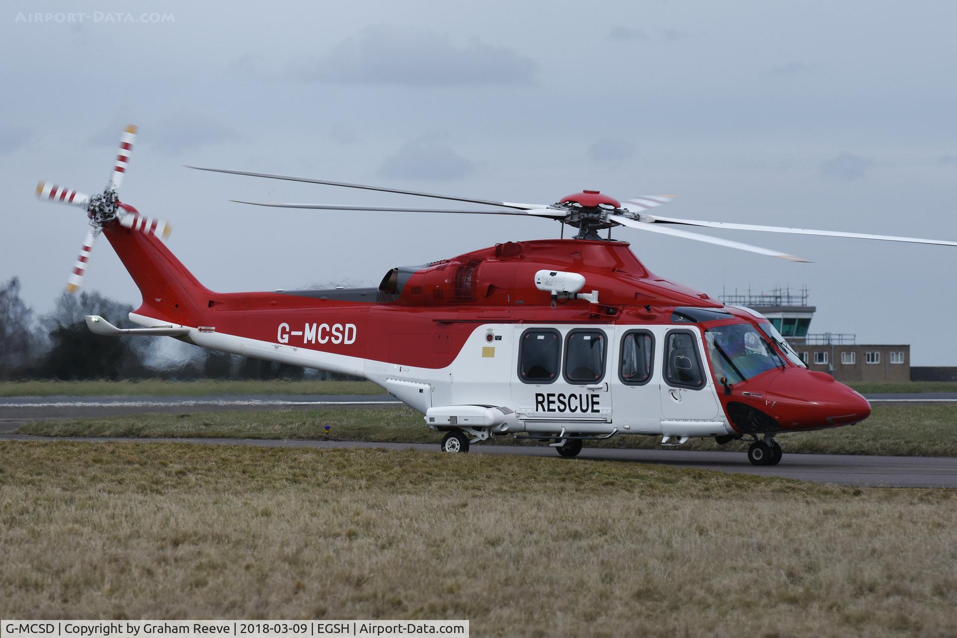 G-MCSD, 2014 AgustaWestland AW-139 C/N 41375, Just landed at Norwich.