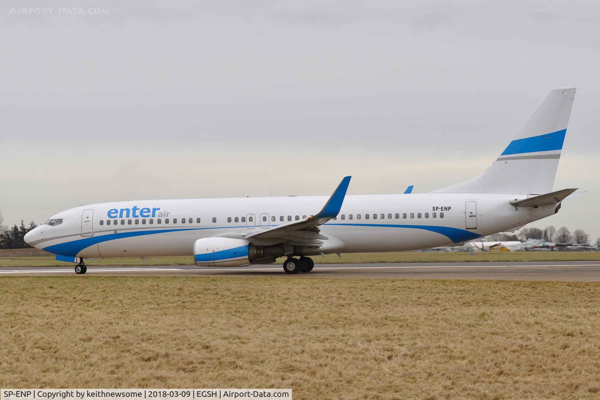 SP-ENP, 2000 Boeing 737-8AS C/N 29923, Leaving Norwich for Bristol.