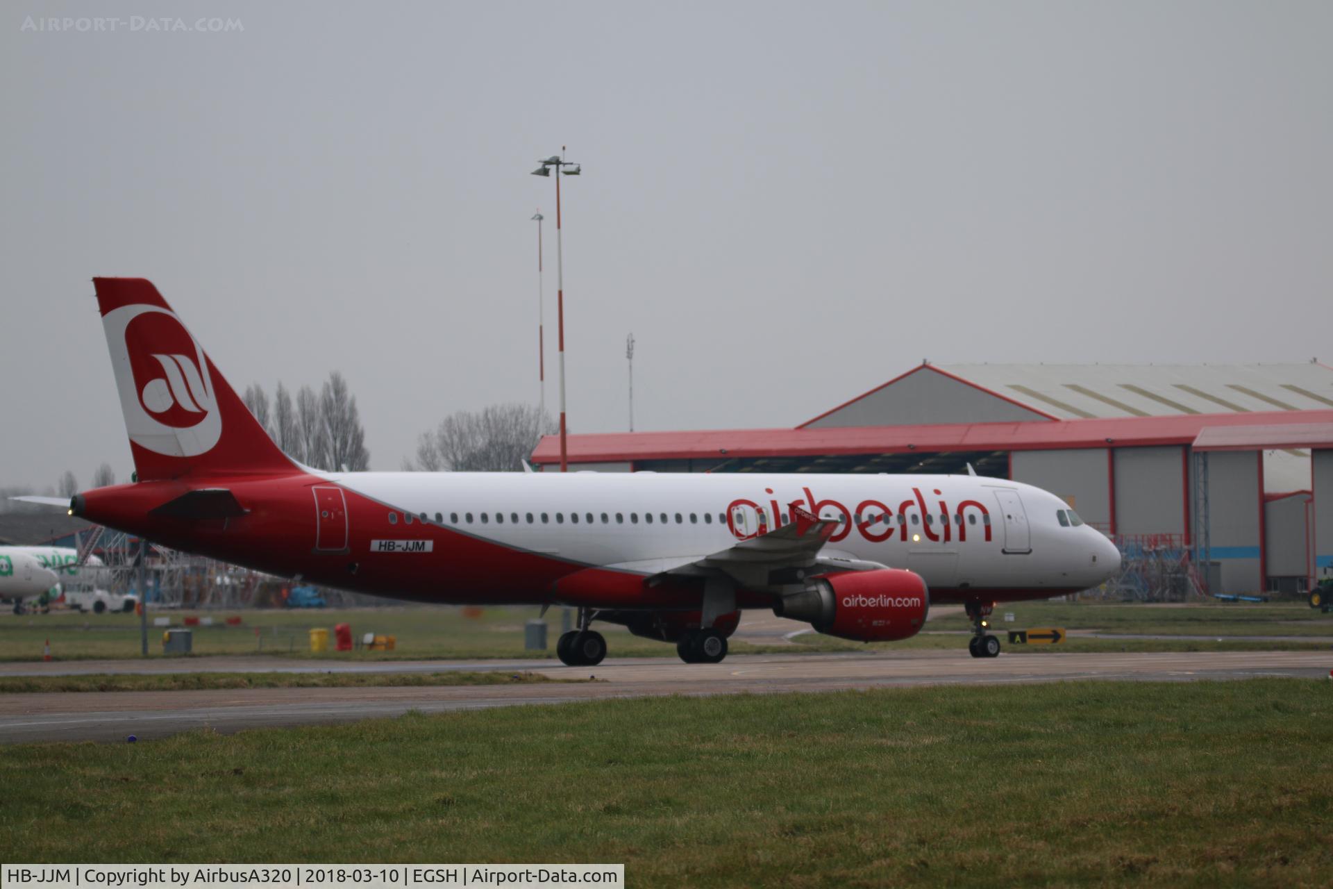 HB-JJM, 2005 Airbus A320-214 C/N 2627, Former D-ABNW Air Berlin, another addition to Edelweiss, seen arriving at Norwich for a repaint into Edelweiss livery