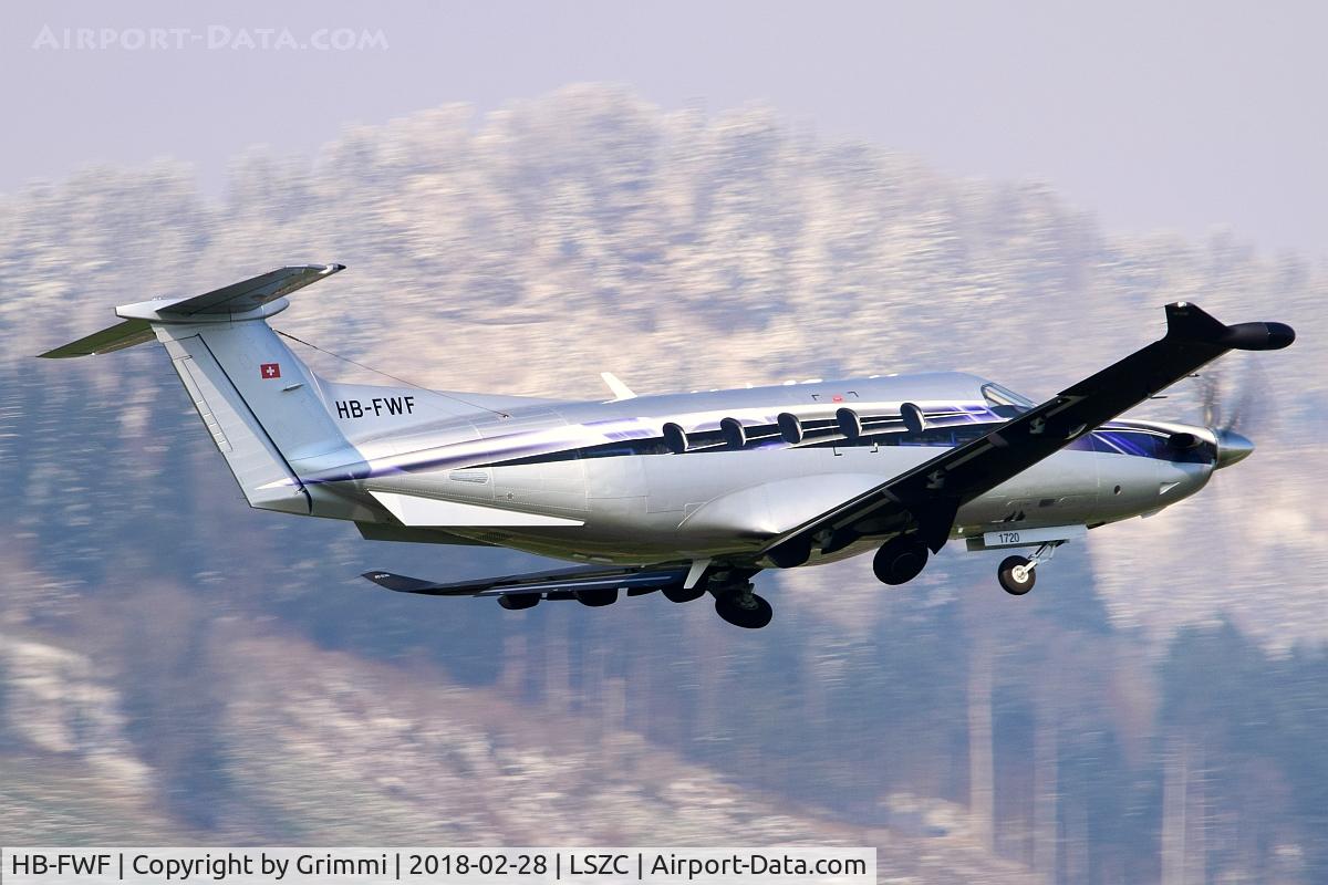 HB-FWF, 2017 Pilatus PC-12/47E C/N 1720, nice design on this frame - together with the hivernal background quite a nice view