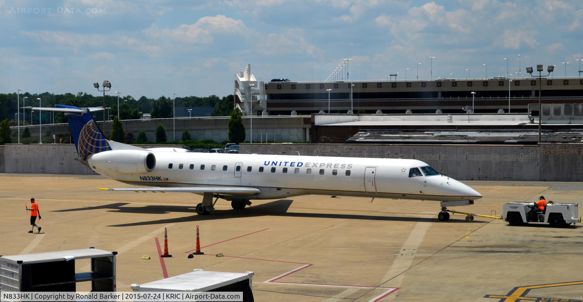 N833HK, 2000 Embraer ERJ-145LR (EMB-145LR) C/N 145240, Push back Richmond