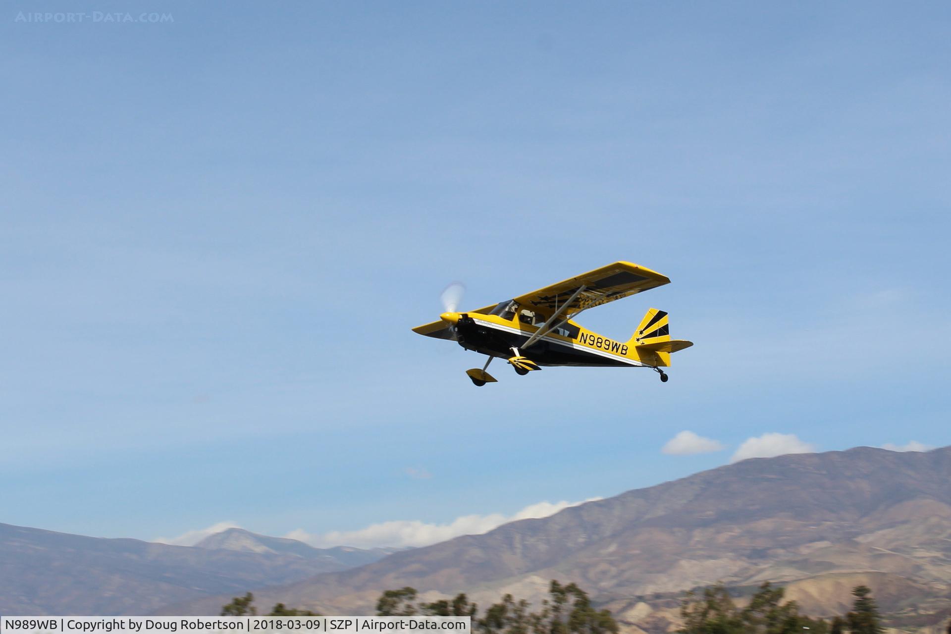 N989WB, 2012 American Champion 8KCAB Super Decathlon C/N 1120-2012, 2012 American Champion 8KCAB SUPER DECATHLON, Lycoming AEIO-360-H1B 180 Hp, takeoff climb Rwy 22