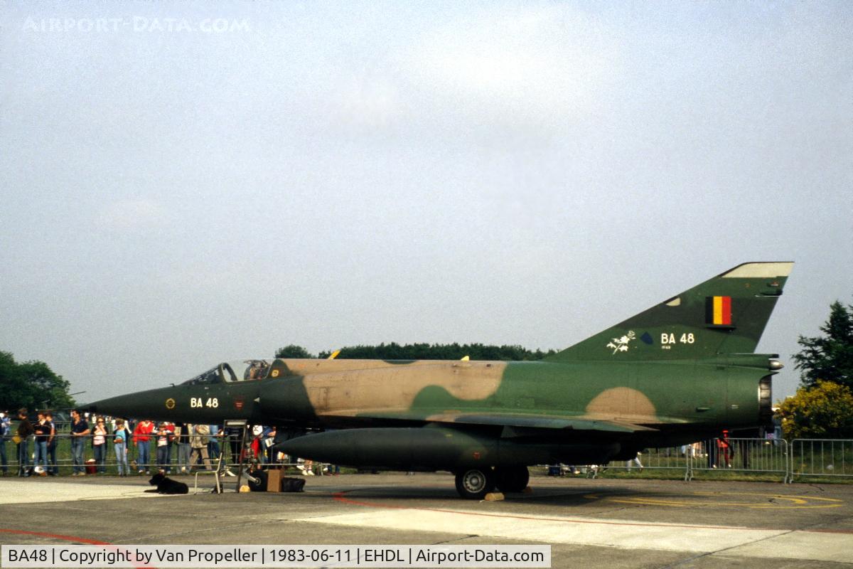 BA48, SABCA Mirage 5BA C/N 48, Belgian Air Force Dassault Mirage 5BA at Deelen Air Base Open Day 1983