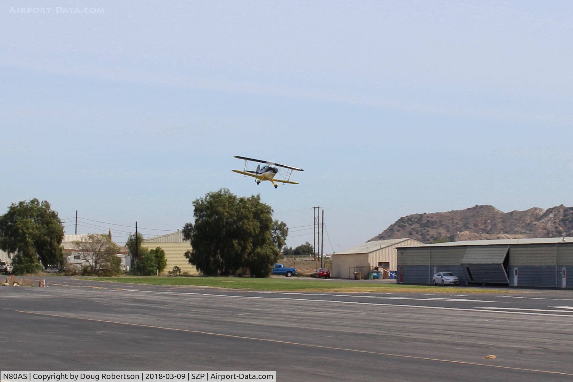 N80AS, 1992 Pitts S-2B Special C/N 5244, 1992 PITTS AEROBATICS S-2B SPECIAL, Lycoming AEIO-540-D4A5 260 Hp, on final Rwy 22