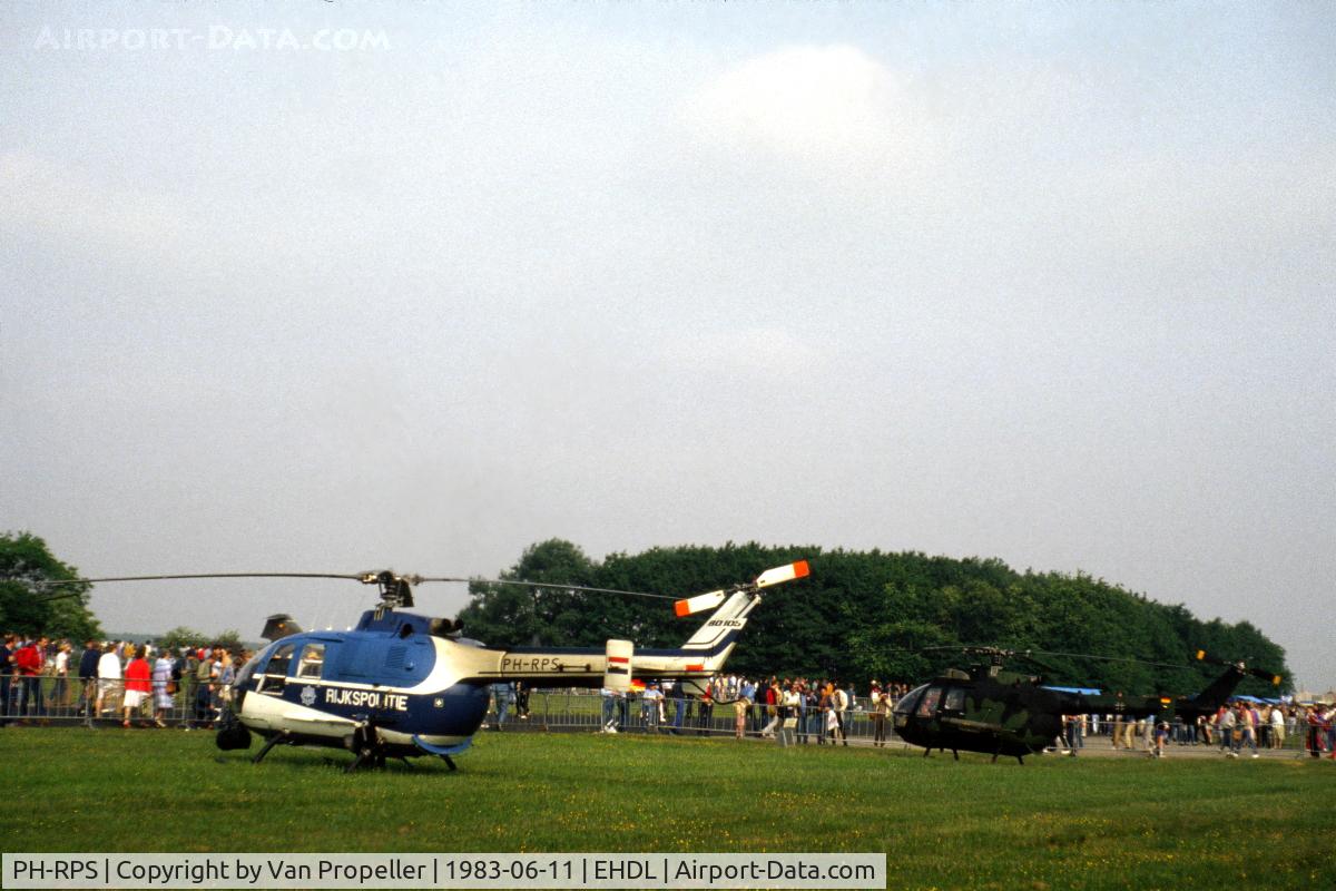 PH-RPS, MBB Bo-105C C/N S-355, Dutch National Police Bo 105C helicopter at Deelen Air Base Open Day 1983. German Army Bo 105P next to it.