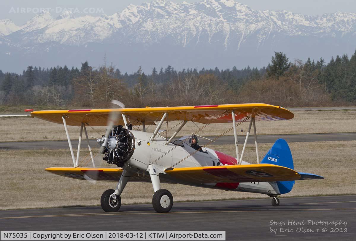N75035, 1942 Boeing B75N1 C/N 75-6561, Stearman taxing towards the tower.