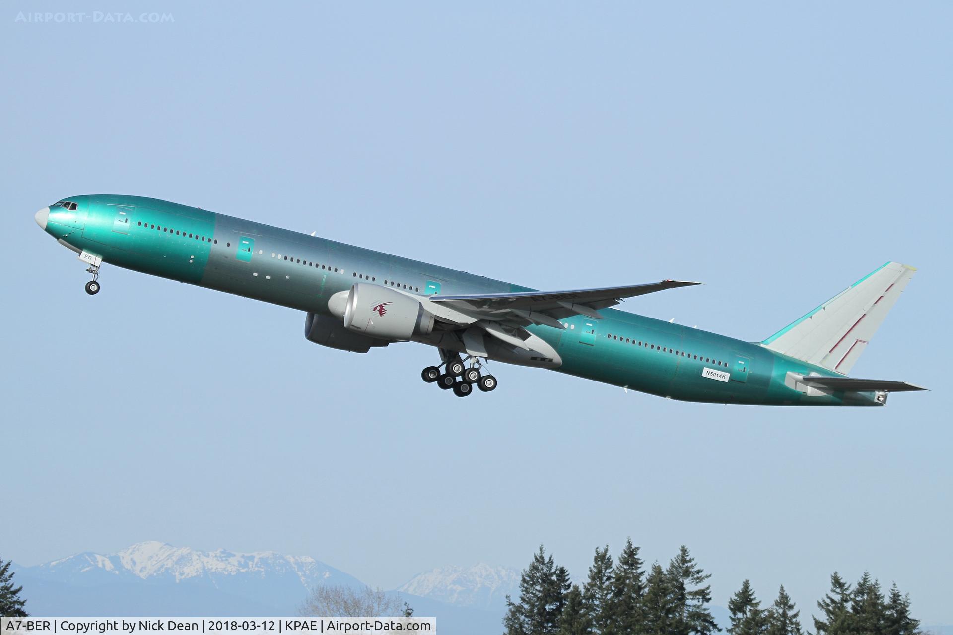 A7-BER, 2018 Boeing 777-3DZ/ER C/N 64086, Boe832 departing to PDX/KPDX for paint this morning.